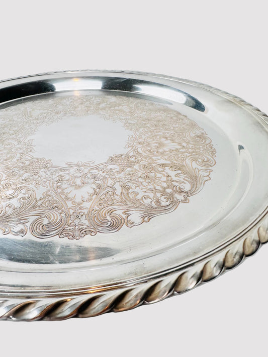 Wm Rogers Silverplate Serving Tray, Mid Century Barware
