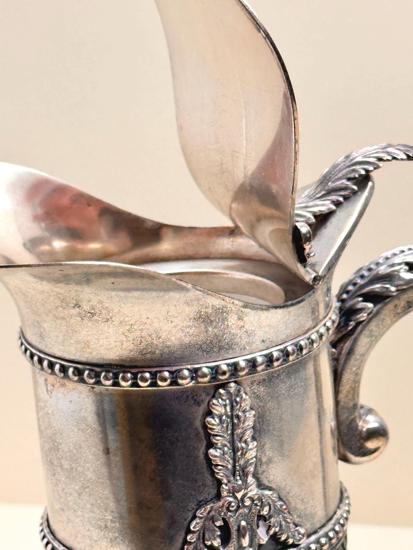 Italian Crystal Claret Jug with Silverplate Mount