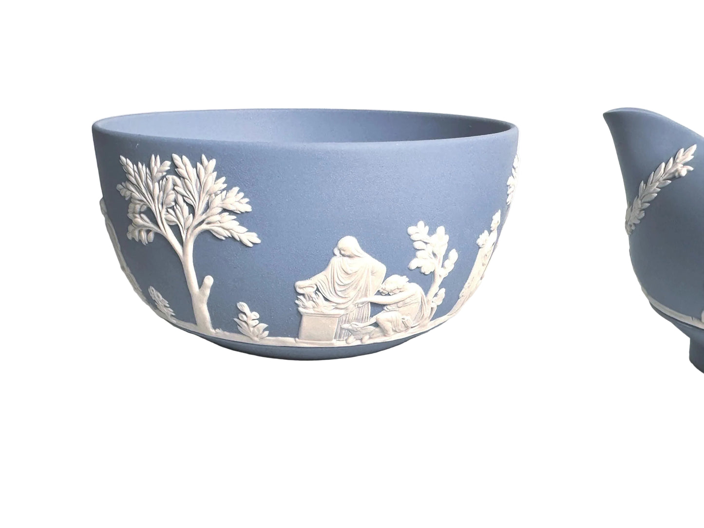 Wedgwood Blue Jasperware Creamer and Sugar Bowl Set