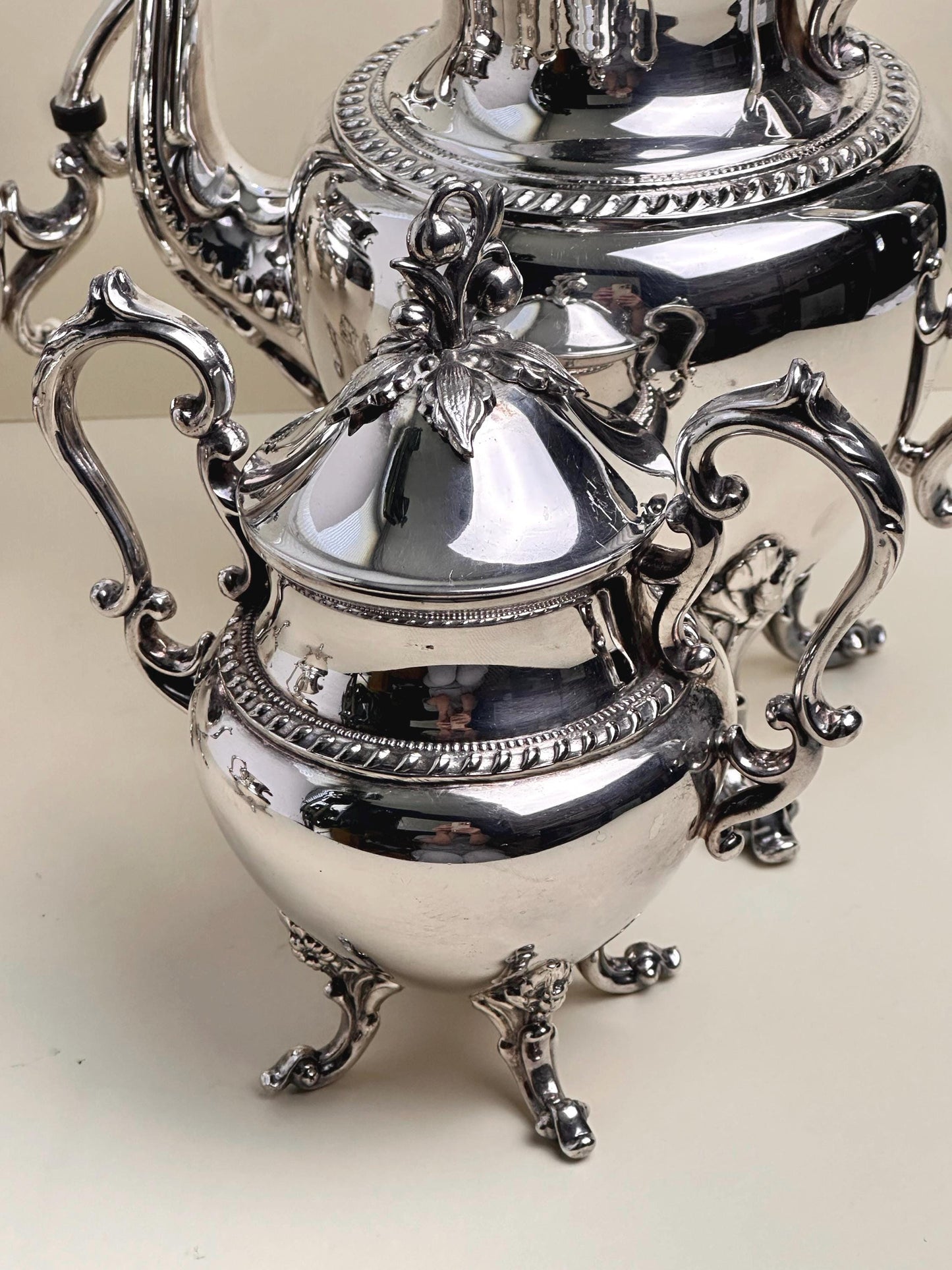 Large Vintage Silverplate Tea Coffee Service, Ornate 4 Piece Set