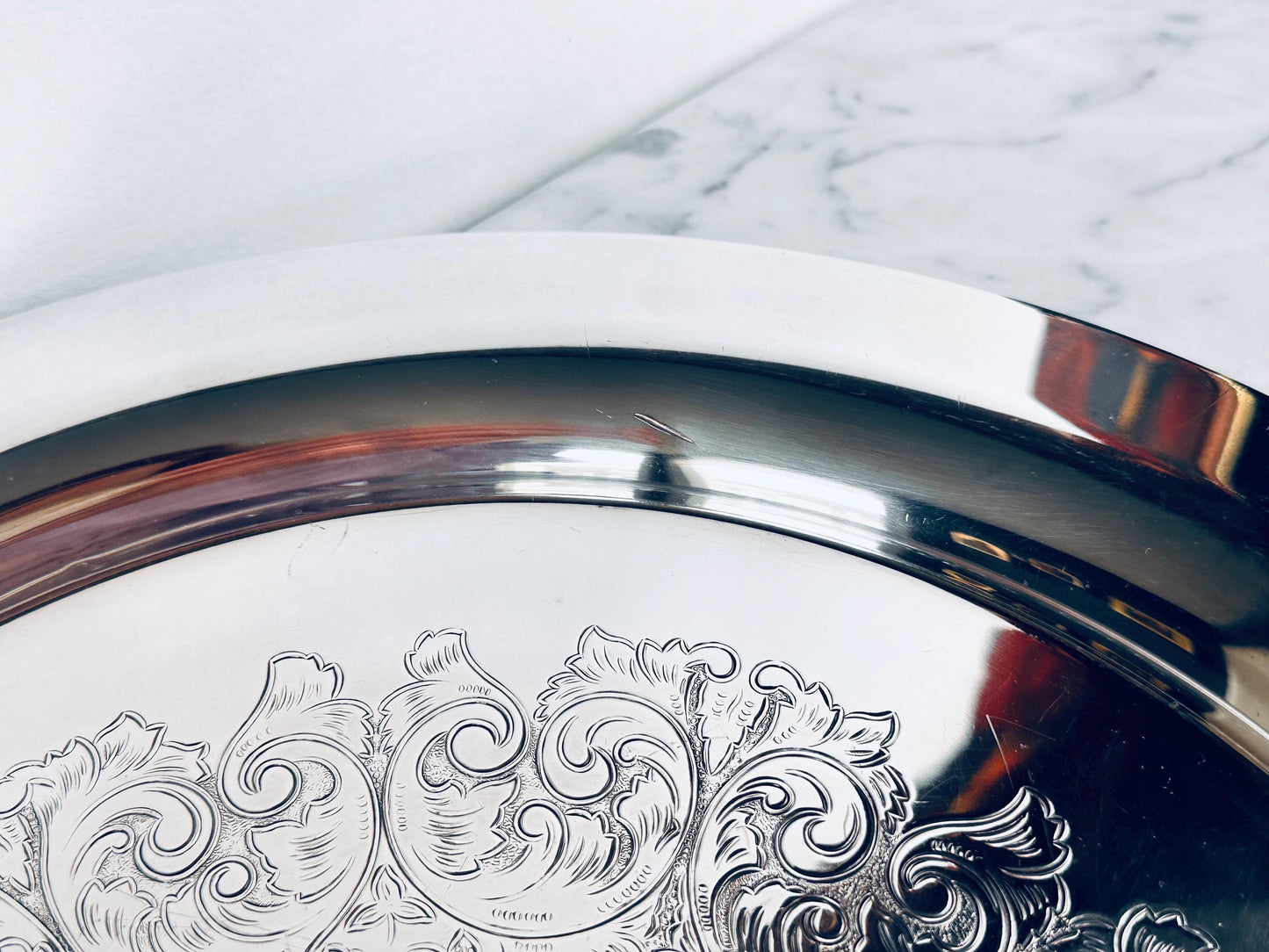 1847 Rogers Bros Silverplate Engraved Serving Tray