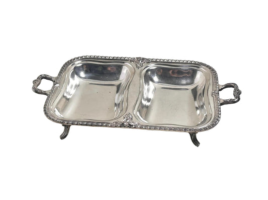 Silverplate on Copper Double Well Serving Dish