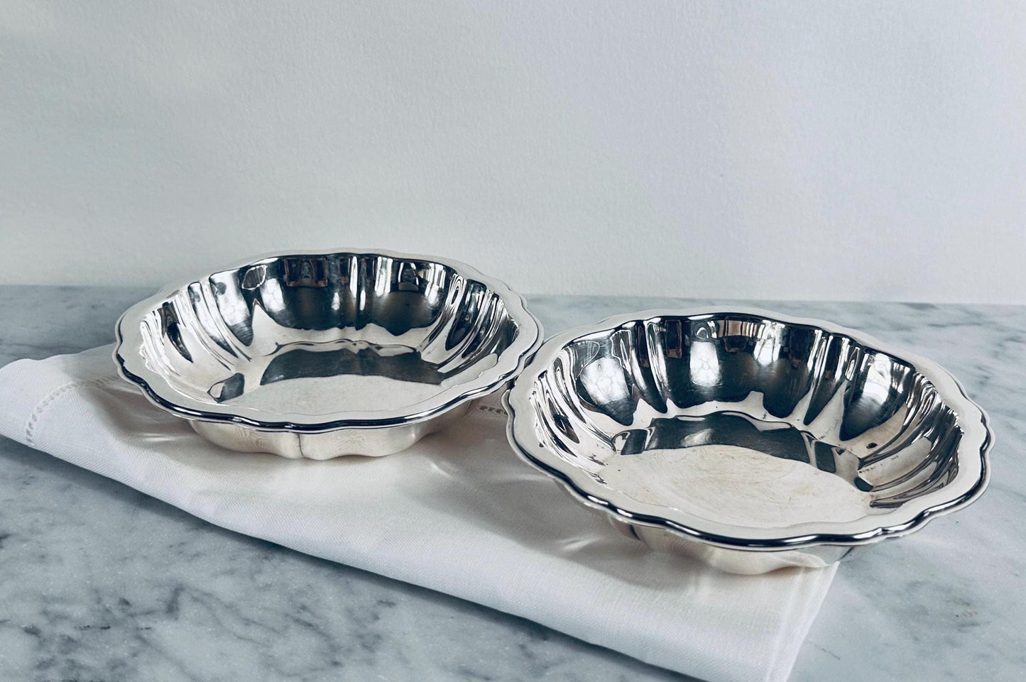 Oneida Silverplate Fluted Bowls, Set of 2