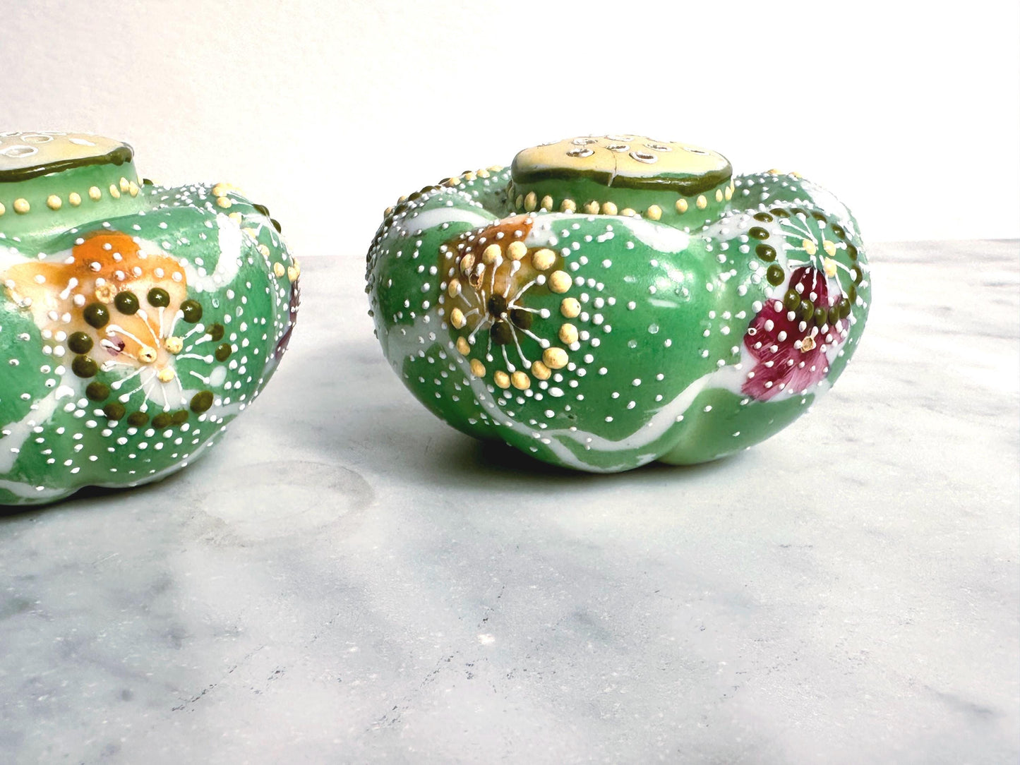 Japanese Moriage Salt and Pepper Shakers, Circa 1900