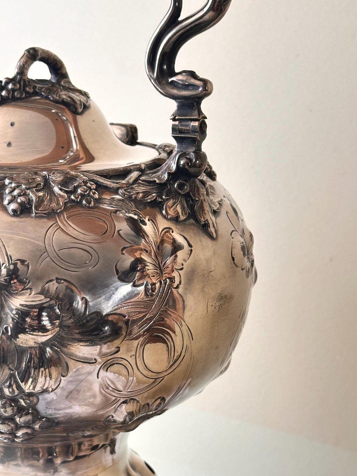 Large Silver Plated Samovar Tea Urn, Hot Water Server, 16.5 Inch