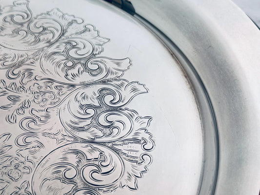 1847 Rogers Bros Silverplate Engraved Serving Tray