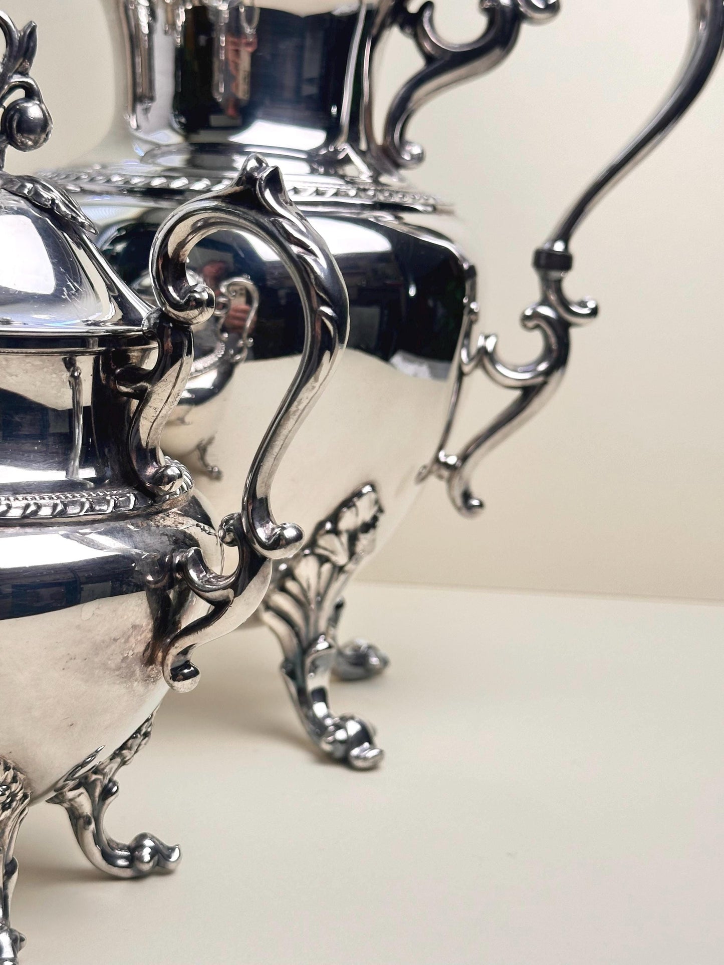 Large Vintage Silverplate Tea Coffee Service, Ornate 4 Piece Set