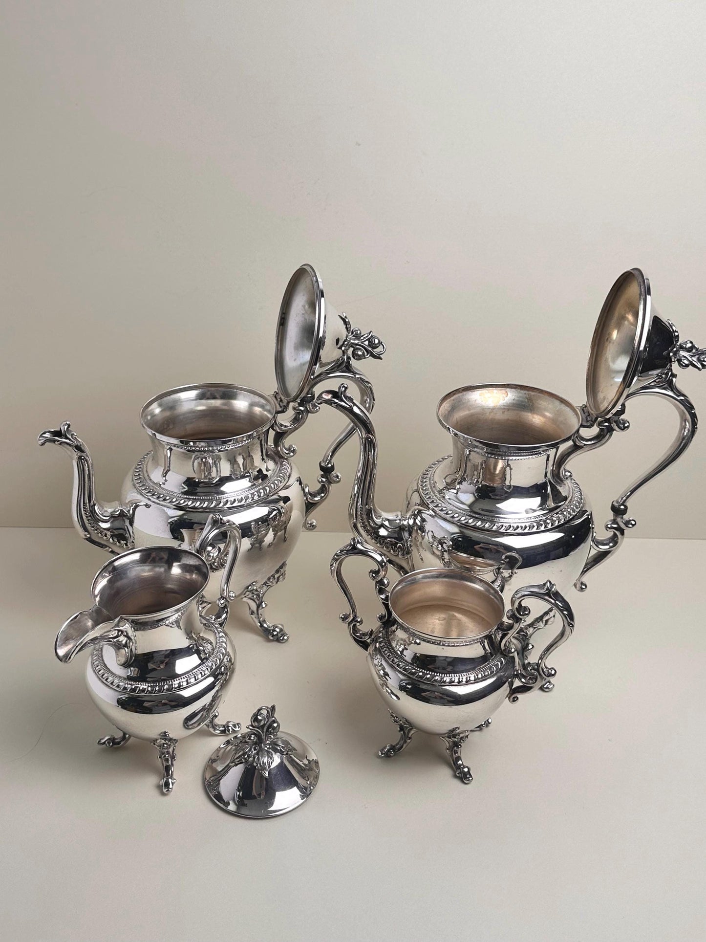 Large Vintage Silverplate Tea Coffee Service, Ornate 4 Piece Set