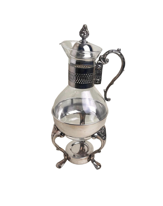 Silver coffee pot with a lid on a white background