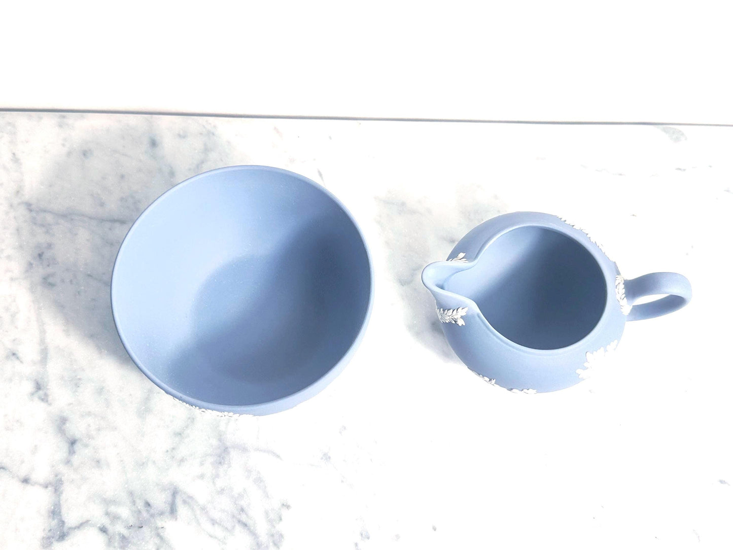 Wedgwood Blue Jasperware Creamer and Sugar Bowl Set