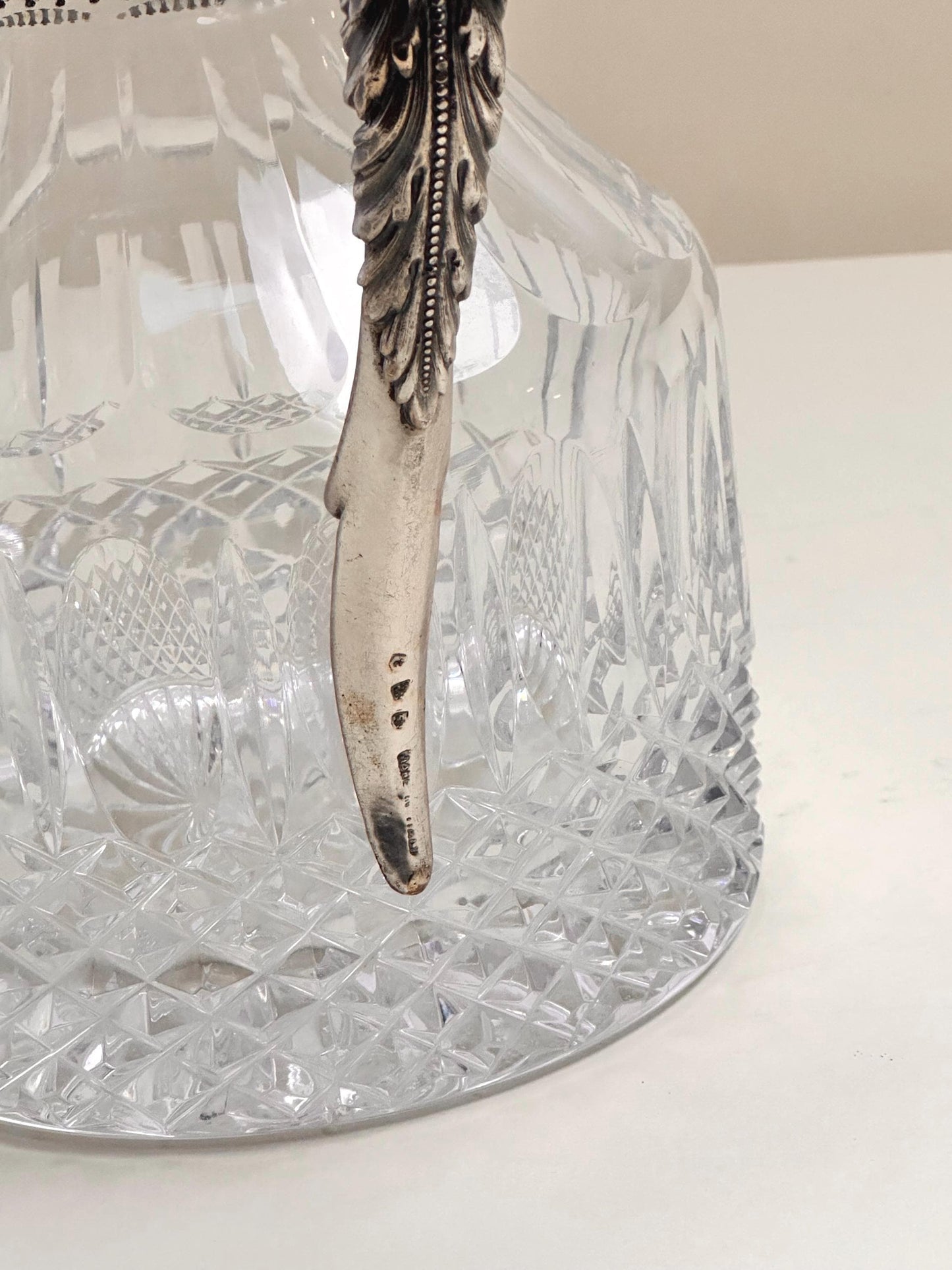 Italian Crystal Claret Jug with Silverplate Mount