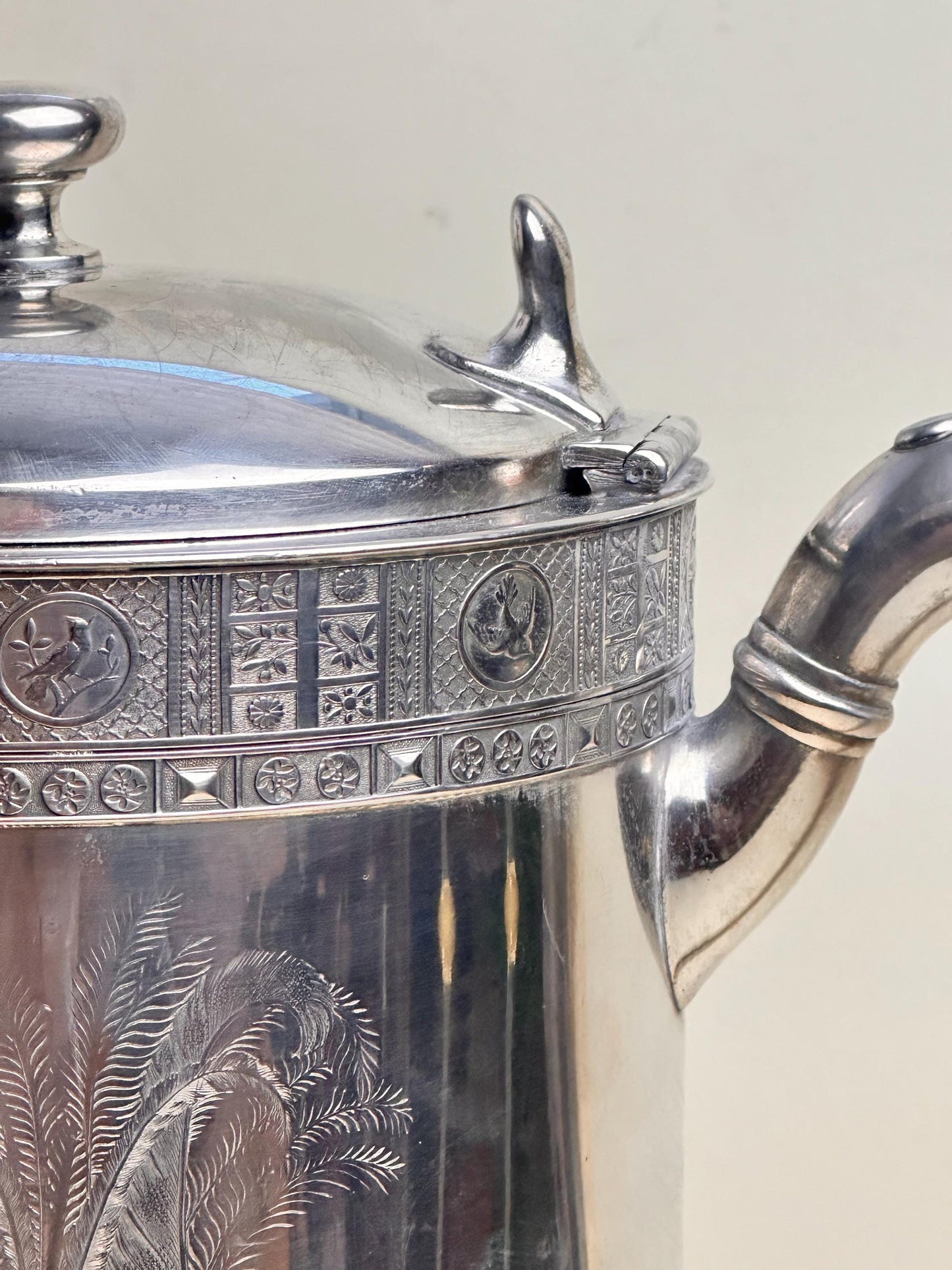Meriden Quadruple Plate Pitcher with Heron Engraving