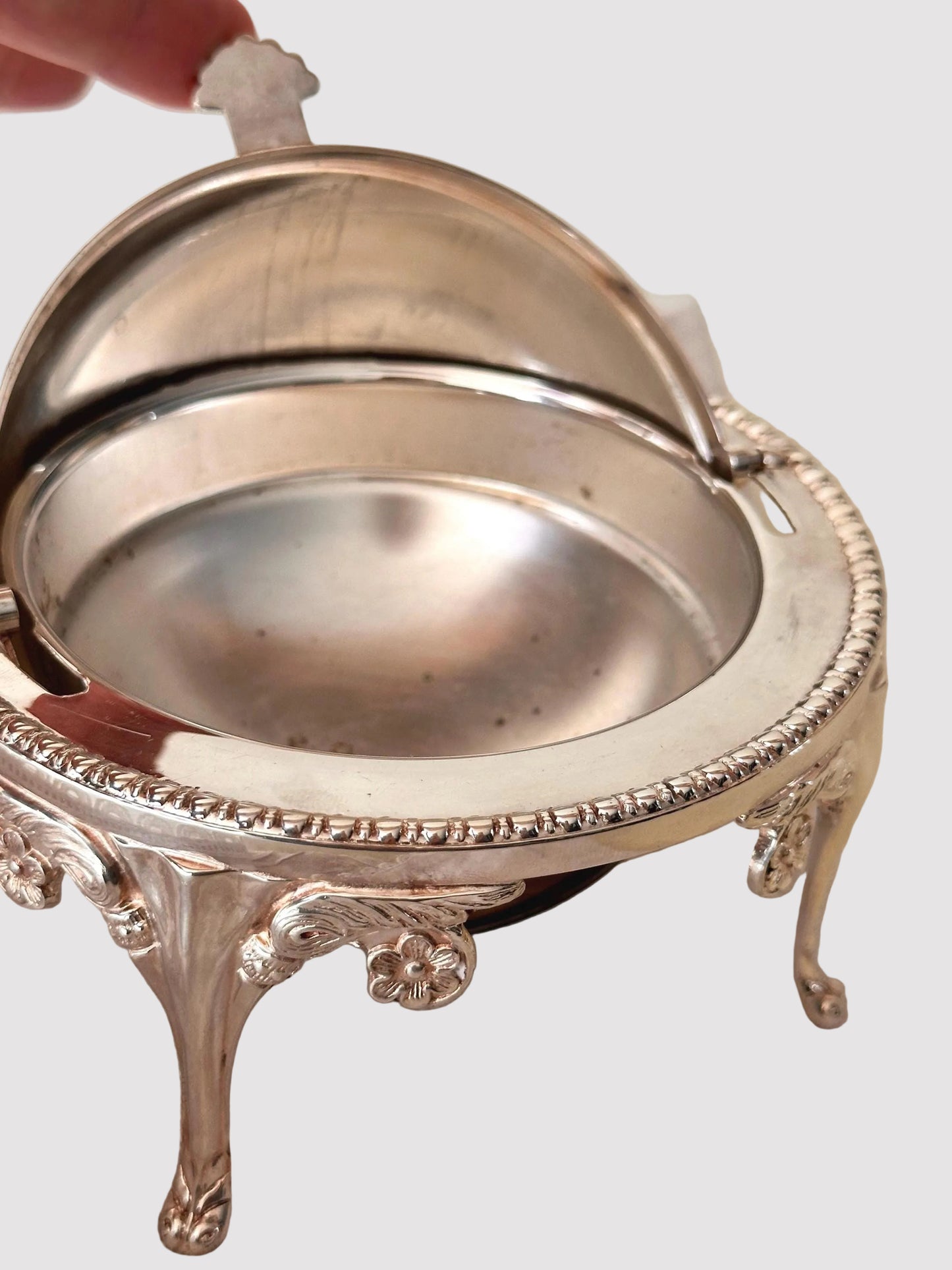 English Silver Plated Caviar Butter Dish, Domed Footed Server