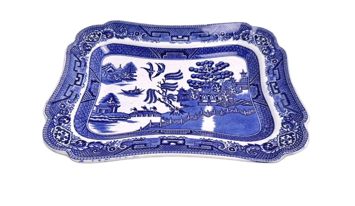 Ye Olde Willow Blue Oval Platter, 12.5 Inch